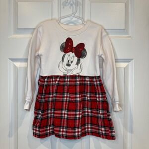 Disney Minnie Mouse Plaid Christmas Dress Girls‎ Size 4T